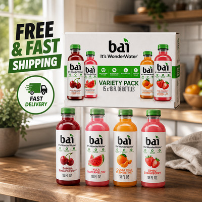 Bai WonderWater Variety Pack 15 Bottles Antioxidant Drinks 18oz Fast Ship