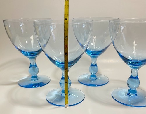 Raras copas de agua Regina azules de Morgantown c1960’s MCM cristalería - Imagen 5 de 8