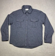 Taylor Stitch Shirt Mens XL Blue Wool Blend Long Sleeve Button Front Casual