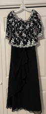Beautiful Black And White Wedding Mother Of The Bride Long Dress Sz 10