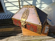 Antique 19thC Indian Kerala Rosewood & Brass Nettoor Petti Dowry Wedding Box