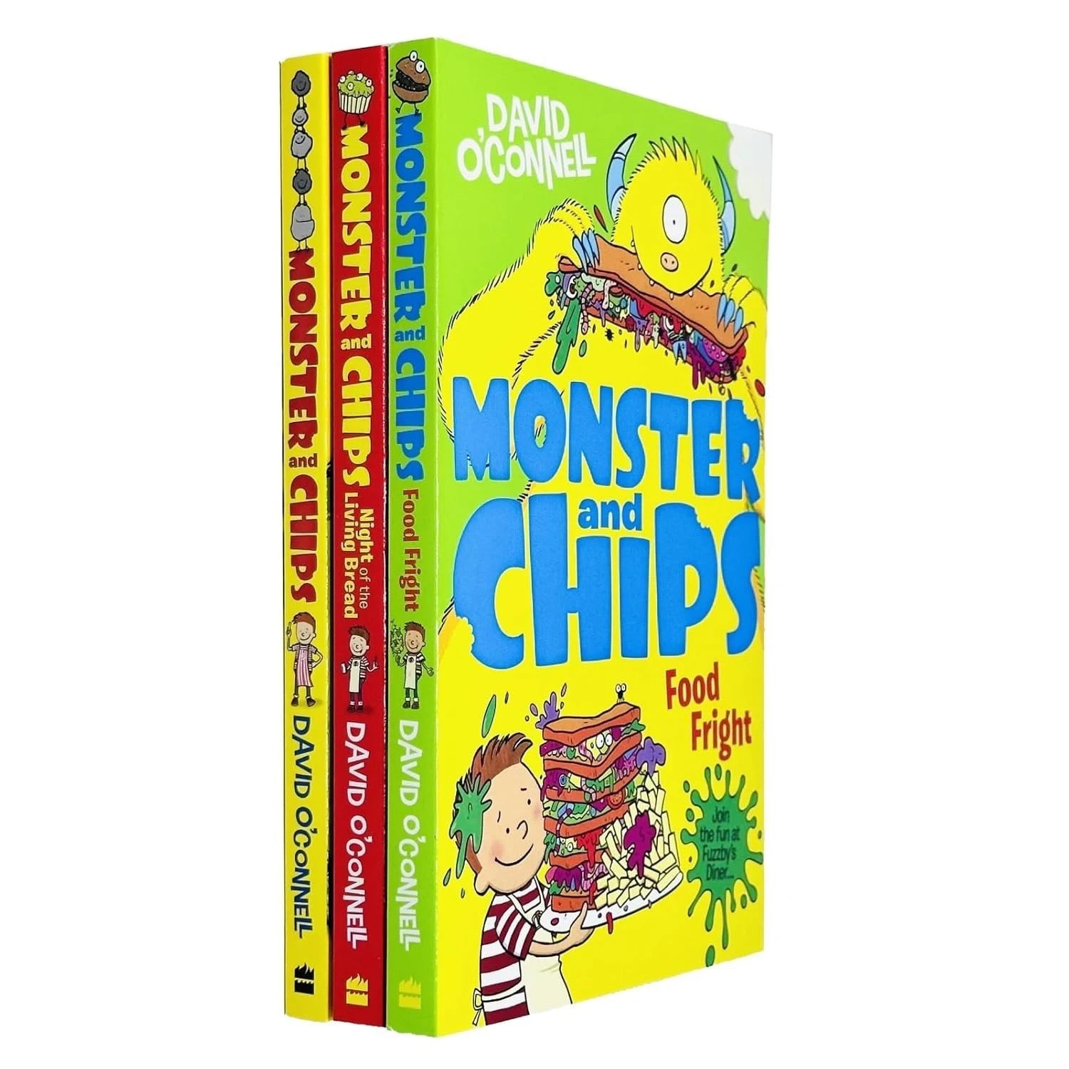 Monster and Chips Collection 3 Books Set By David O'Connell Chips Food Fright