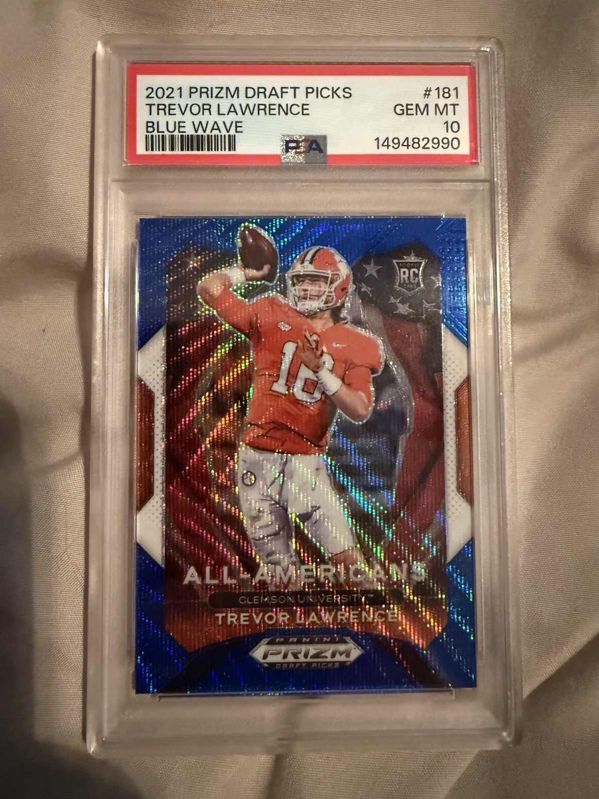Trevor Lawrence Panini Prizm Draft Picks #181 Blue Wave