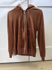 Calvin Klein hoodie size small women velour track jacket Brown