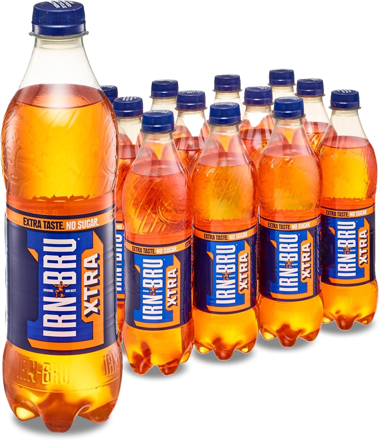 IRN-BRU XTRA, 12 Pack Zero No Sugar & Low Calorie Fizzy Drinks Multipack Bottle