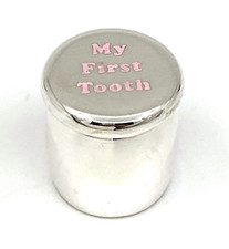 'My FIRST TOOTH' Fairy Box In Pink Enamel Sterling Silver English Hallmarks