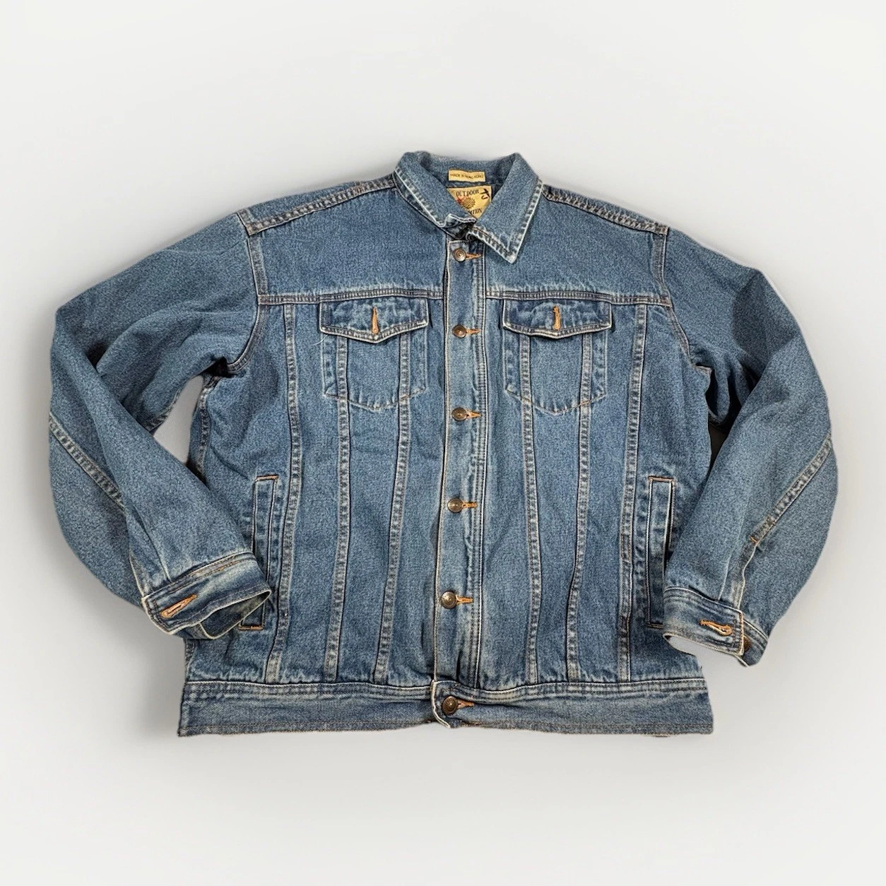 Vtg Expedition Denim Trucker Jean Denim Jacket Lined Flannel Mens Large XL 90s