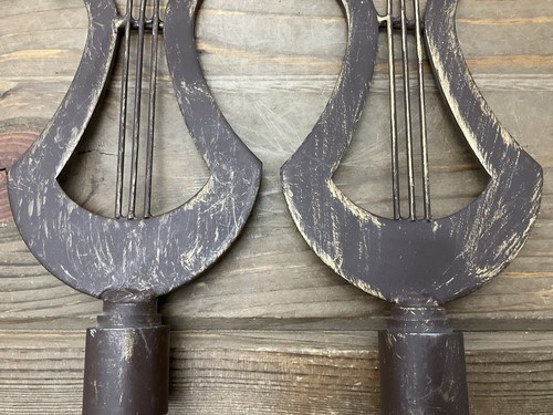 2 Finiture in acciaio a forma di lira per asta tendaggio (3/4”) marrone oro invecchiato - Foto 7 di 17
