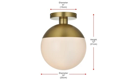 Elegant Lighting LD6062 Eclipse 10"W Semi-flush Globe Ceiling - Gold - Picture 3 of 10