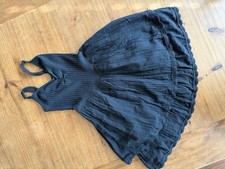 Aerie Ribbed Black Sleeveless Sundress XS V-Neck Ruffle Accent Casual Dress