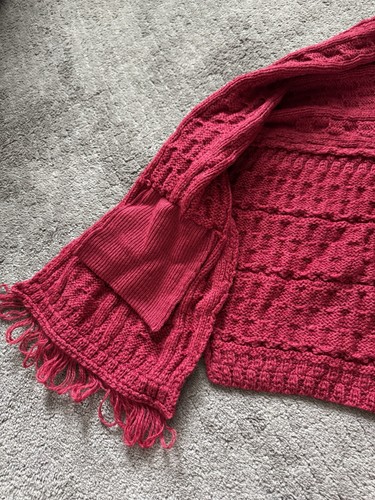 Aran Sweater Market Merino Wrap With Pockets Chilli Pepper - Picture 3 of 8