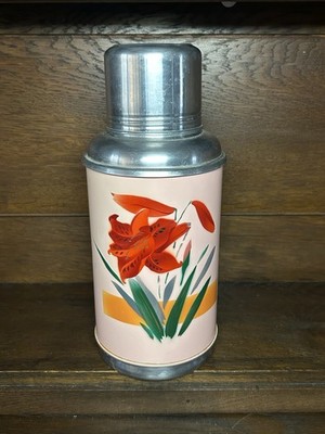 Isolierkannen Thermoskanne 60er Jahre Blumen Dekor Kanne Retro Warmhaltekanne