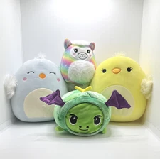 Plush Lot of 4: 3 Squishmallows Chick/Bird/Rainbow Llama & 1 Moosh-Moosh Dragon