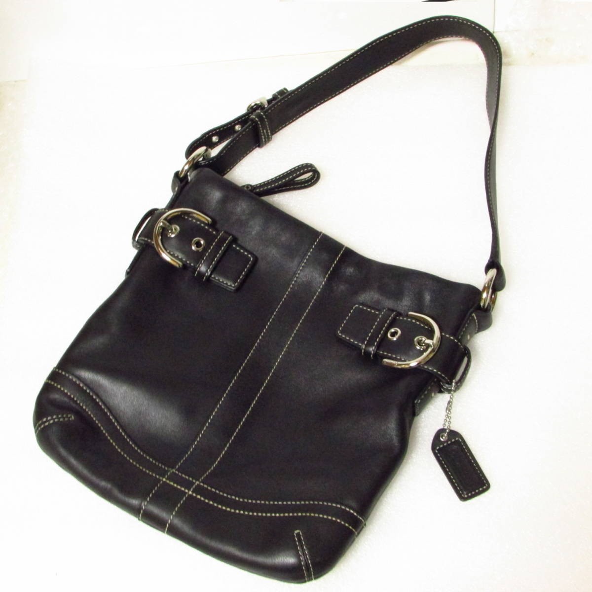 Coach Semi Leather Shoulder Bag in Black