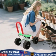 Garden Cart Rolling Stool Work Seat Cart with Wheels 360° Swivel Gardening Helpe