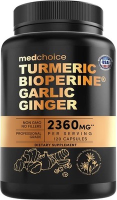 4-in-1 Turmeric Joint Support Garlic BioPerine 2360mg Herbal Blend Mobility 120c