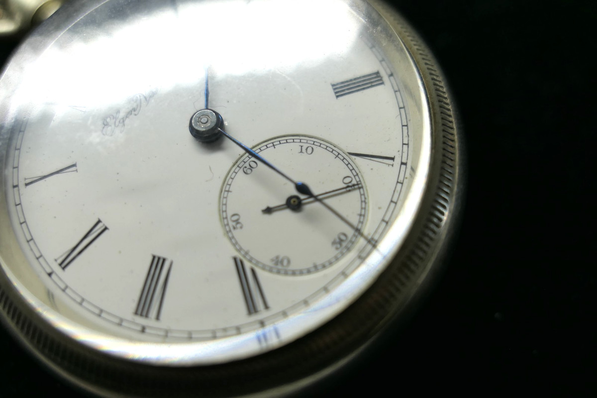 Elgin Natl Watch Co. Silver Ode Pocket Watch Railroad Engraving 18s 7j - 1897 View 4
