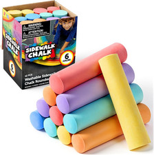 12 Pcs Jumbo Washable Sidewalk Chalk Set Kids Outdoor Art Driveway 6 Colors