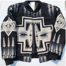 Pendleton Indian Aztec Print EUC Harding Wool Bomber Style Jacket Men's XL