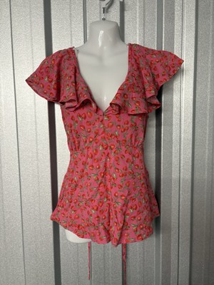 Nobody s Child Flatterärmel Top Bluse UK 12 Viskose Gummibund Multi