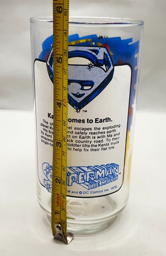 Superman Kal El 1978 Movie Drinking Glass Vintage DC Comics - Picture 6 of 11