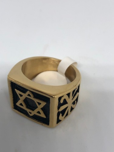 Vintage Herrenring golden Edelstahl Davidstern - Bild 5 von 8