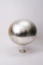 Große BIEDERMEIER ROSENKUGEL MUNDGEBLASEN GLAS KUGEL Bauernsilber Silber