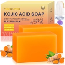 Kojic Acid Soap, Turmeric Soap Bar for Dark Spots remover for face and body w...