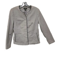 Liz Claiborne Women  s Sz Medium Gray Cotton Buttom Up Blazer Jacket