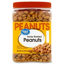 Great value Honey roasted peanuts, 34.5 oz....