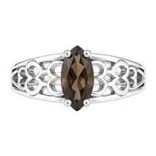Natural Smoky Quartz - Brazil 925 Sterling Silver Ring s.5 Jewelry R-1143