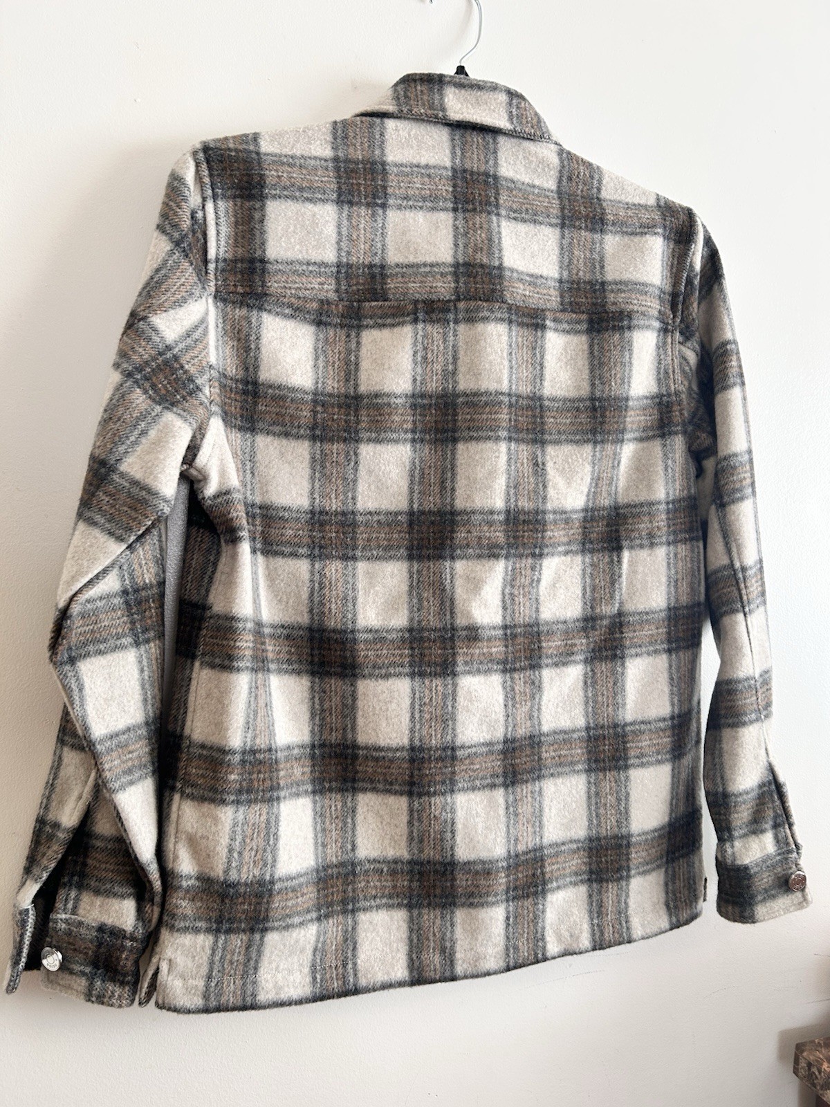 Reiss Avril Shacket Checked Button  Over shirt Jacket Beige Multi Size Small image 8