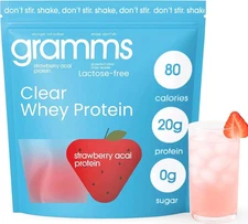 Gramms Clear Protein Powder Strawberry Acai Satiety Energy Support Women