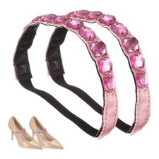 2 Pcs Rhinestone Elastic Shoe Straps Detachable Heels Ankle Straps, Pink