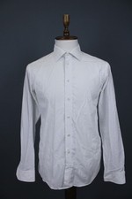 Eton White Dotted Slim Cotton Long Sleeve Button Down Dress Shirt Sz 42 / 16.5