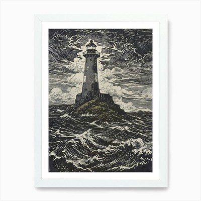 Leuchtturm 2 Kunstdruck gerahmt Wandbild Poster Leinwanddruck Bild