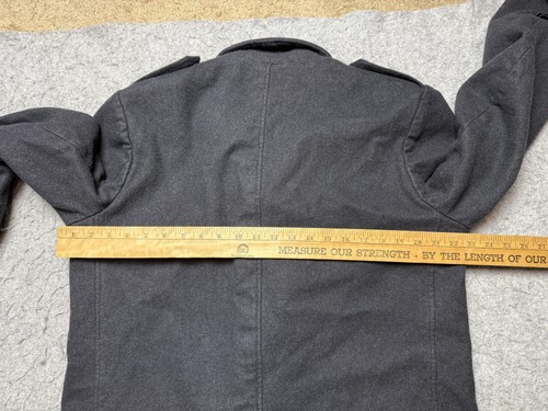 Swiss Army Peacoat Jacket Mens 46N Charcoal Gray Wool Blend Double Breasted Coat - Picture 12 of 17