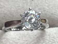 Sterling Silver Sparkling Solitaire Wedding/Engagement Ring, Hm 925 Size 0