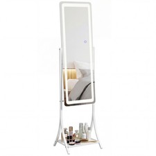 Full Length Mirror with LED Light Free Standing Floor Mirror w/Shelf Refurbished