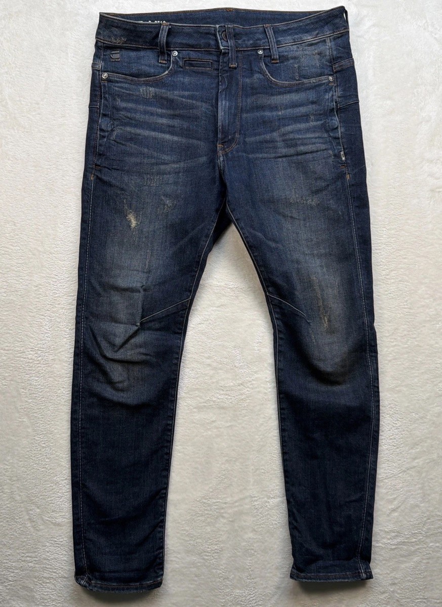 G Star Raw D Staq 3D Skinny Jeans 30x30 Distressed Moto Biker