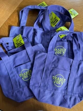 5 X Trader Joe's Mini Canvas Tote Bag PURPLE~ Halloween 2025 Limited Edition NWT