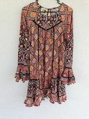 JAASE Boho Dress Size 10 12 New Floral Ruffles