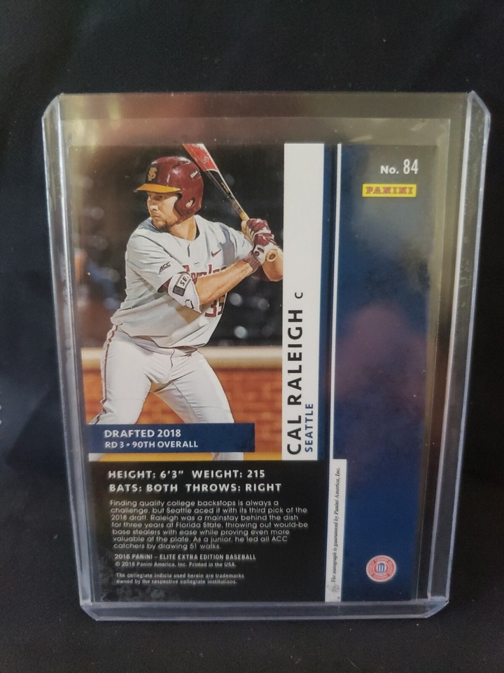 2018 PANINI ELITE EXTRA EDITION HOLOFOIL AUTOGRAPH CAL RALEIGH NO. 84 ...