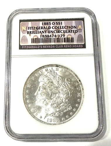 1885 O NGC Brilliant Uncirculated Morgan Silver Dollar Fitzgerald Collection