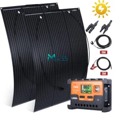 100W 200W Watt 12V Portable Flexible Solar Panel Kit RV Camping Off-Grid Rooftop