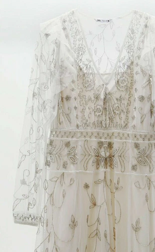 ZARA White Limited Edition Tulle Embroidery Dress Ghana Ubuy