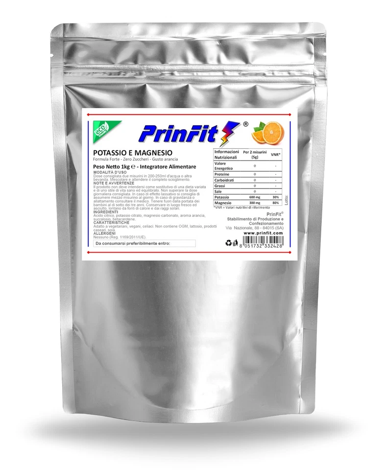 1 kg Potassio e Magnesio - Sali Minerali Integratore Alimentare polvere PrinFit