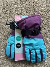 Lily  Dan Gloves Girls Small Slip On Fleece Lined Drawstring NEW Purple/Blue