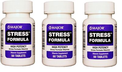 Major Stress Formula High Potency Vitamin Supplement 500 mg 60 Tablet X 3 Packs