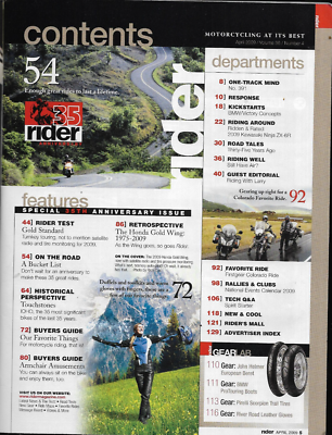 Rider Magazine April 2009- Honda GL1800, Kawasaki ZX-6R | eBay